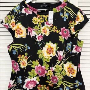 NY&Co Black Floral Blouse